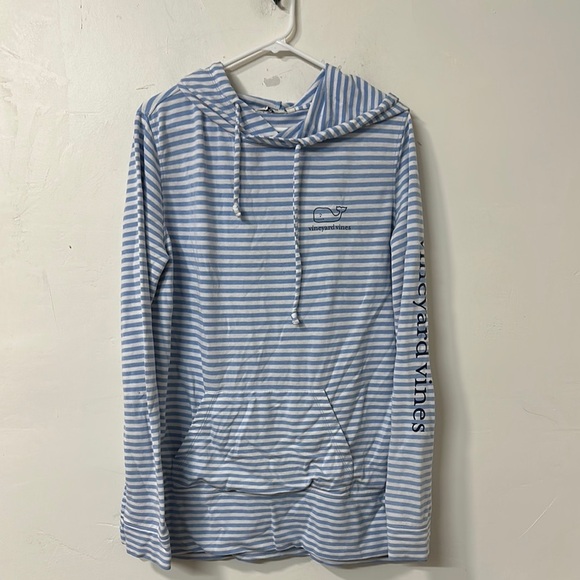 Vineyard Vines Light Blue and White Striped Hoodie - Picture 2 of 6